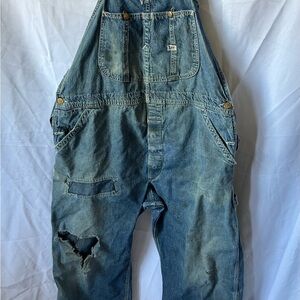 Lee Men's 60’s or 70’s Vintage Distressed Blue Denim Overalls